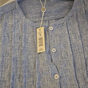 Max Studio Blue Casual Button Down Shirt Lightweight